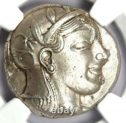 Athens Athena Owl Tetradrachm Coin 465 BC NGC AU with Fine Style Early Issue