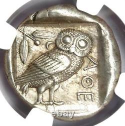 Athens Athena Owl Tetradrachm Coin 465 BC NGC AU with Fine Style Early Issue