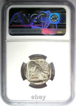 Athens Athena Owl Tetradrachm Coin 465 BC. NGC Choice AU Test Cut Early Issue