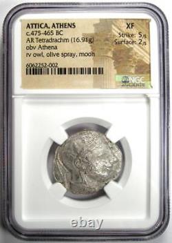 Athens Athena Owl Tetradrachm Coin 475-465 BC NGC XF (EF) Early Issue