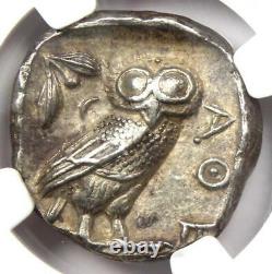 Athens Attica Greek Athena Owl Tetradrachm Coin 440-404 BC NGC AU 5/5 Strike