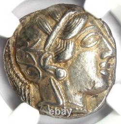 Athens Attica Greek Athena Owl Tetradrachm Coin 440-404 BC NGC AU 5/5 Strike
