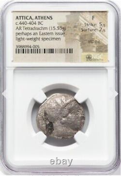 Athens Attica Owl, AR Tetradrachm Silver Coin 440-404 BC, Greek Athena, NGC FINE