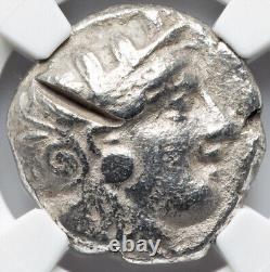 Athens Attica Owl, Tetradrachm Thick Silver Coin 393-294 BC, Greek Athena NGC XF