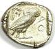 Athens Greece Athena Owl Ar Tetradrachm Silver Coin (454-404 Bc) Good Vf
