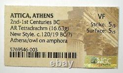 Athens Greece Athena Owl Tetradrachm Coin (120 BC, New Style) Superb VF