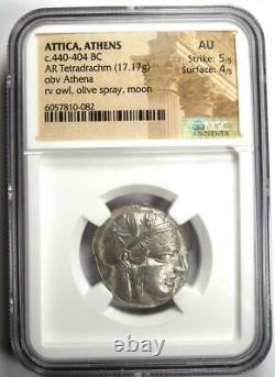 Athens Greece Athena Owl Tetradrachm Coin 440-404 BC. NGC AU 5/5 Strike