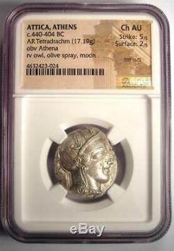 Athens Greece Athena Owl Tetradrachm Coin (440-404 BC) NGC Choice AU, Test Cut