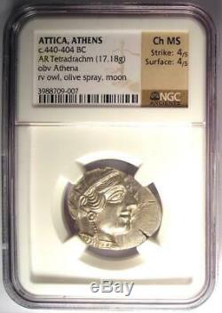 Athens Greece Athena Owl Tetradrachm Coin (440-404 BC) NGC Choice MS (UNC)