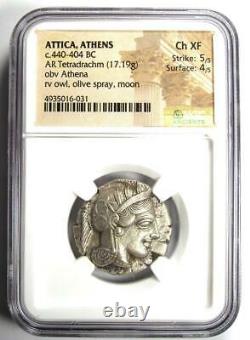 Athens Greece Athena Owl Tetradrachm Coin 440 BC NGC Choice XF 5/5 Strike