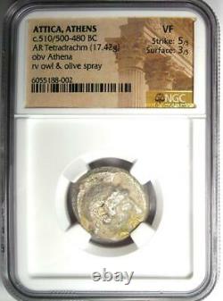 Athens Greece Athena Owl Tetradrachm Coin (510-480 BC) NGC VF Early Issue