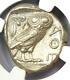 Athens Greece Athena Owl Tetradrachm Silver Coin (440-404 Bc) Ngc Au, Test Cut