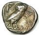 Athens Greece Athena Owl Tetradrachm Silver Coin (454-404 Bc) Vf
