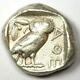 Athens Greece Athena Owl Tetradrachm Silver Coin (454-404 Bc) Vf Condition