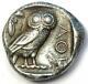 Athens Greece Athena Owl Tetradrachm Silver Coin (454-404 Bc) Vf (repaired)