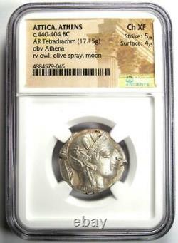 Athens Greek Athena Owl Tetradrachm Coin 440-404 BC NGC Choice XF 5/5 Strike
