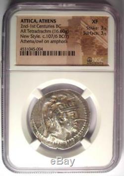 Athens New Style Athena Owl Tetradrachm Coin (100 BC) Certified NGC XF (EF)