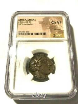 Attica, Athens 440-404 BC Ancient Greece AR Tetradrachm NGC Ch VF #21421