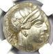 Attica Athens Athena Owl Ar Tetradrachm Silver Coin 440-404 Bc. Certified Ngc Au