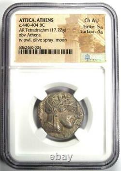 Attica Athens Athena Owl Tetradrachm Coin 440 BC NGC Choice AU 5/5 Strike
