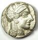 Attica Athens Greece Athena Owl Ar Silver Tetradrachm Coin 454-404 Bc Good Vf