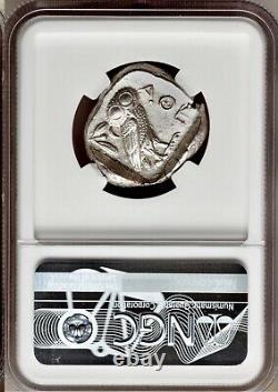 Attica Athens Greek Owl Silver Tetradrachm Coin (440-404 BC) NGC AU 5/5 4/5