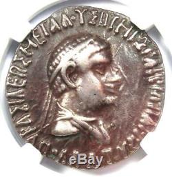 Bactria Indo-Greeks Apollodotus II AR Tetradrachm Silver Coin 80-65 BC NGC VF