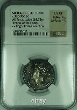 C. 320-300 BC AR Tetradrachm Ancient Silver Coin Sicily Siculo-Punic NGC XF MSK