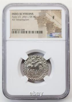C. 58 BC AR Tetradrachm, Azes I/II Money of the Bible Coin NGC Fine with Case