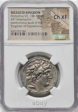Cappadocia 138-129 BC Seleucid Antiochus VII AR Tetradrachm Silver NGC Choice XF
