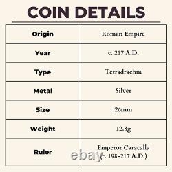 Caracalla Tetradrachm Ancient Roman Empire Silver AR Coin Mesopotamia Carrhae