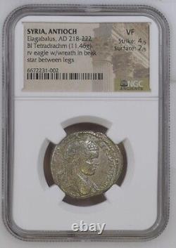 ELAGABALUS (AD 218-222) NGC GRADED BI Tetradrachm / Roman Provincial Coin