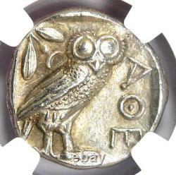 Egypt / Near East Athena Owl Athens AR Tetradrachm Coin 400 BC. NGC Choice AU