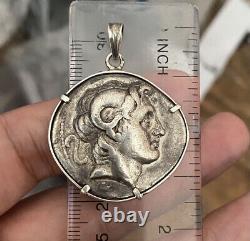Genuine Macedonia Alexander the Great Tetradrachm Athena Silver Coin Pendant