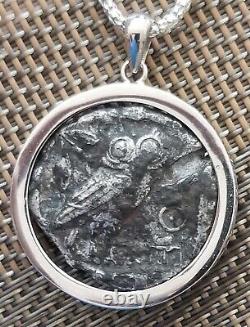 Goddess Athena Classical Owl Authentic Silver Athens Attica Tetradrachm Necklace