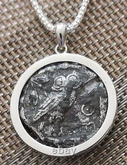 Goddess Athena Classical Owl Authentic Silver Athens Attica Tetradrachm Necklace