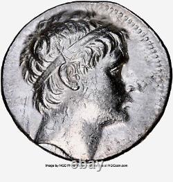 H? MP Monogram Greek Fine Style 246-225 BC Seleucus II Silver Tetradrachm NGC AU