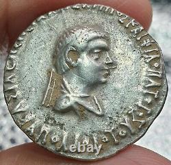 Indo Greek Silver Tetradrachm King Apollodotus II 85-65 BC. Weight 9.4 g. Scarce