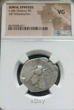 Ionia, Ephesus Tetradrachm. 4th Century BC NGC Very Good Ancient Silver Bee Coin