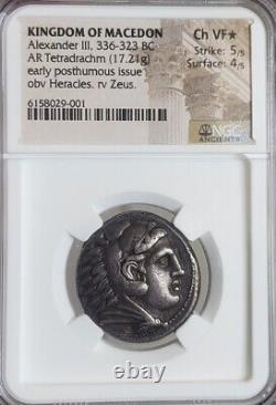 Kingdom Of Macedon Alexander III Tetradrachm NGC? CH VF Ancient Silver Coin