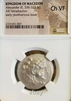 Kingdom Of Macedon Alexander III Tetradrachm NGC Choice VF Ancient Silver Coin