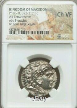 Kingdom Of Macedon Philip III Tetradrachm NGC Choice VF Ancient Silver Coin