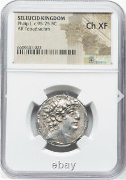 LARGE NGC Ch XF Seleucid Kingdom Philip I 95-75 BC AR Tetradrachm Greek Coin