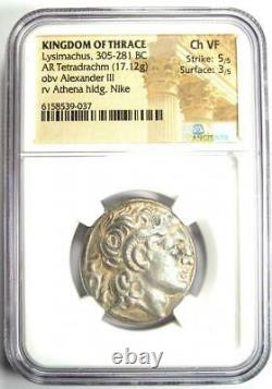 Lysimachus Thrace Silver AR Tetradrachm Lysimachos Coin 305 BC NGC Choice VF