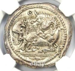 Macedon Acanthus Lion AR Tetradrachm Coin 470-430 BC Certified NGC AU Rare