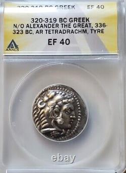 Macedon Alexander III Tetradrachm Tyre ANACS XF Ancient Silver Coin