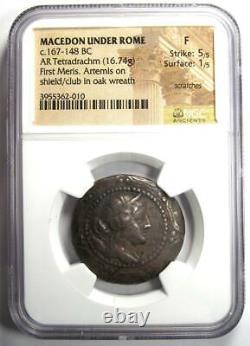 Macedon Under Rome First Meris AR Tetradrachm Silver Coin 167-148 BC NGC Fine