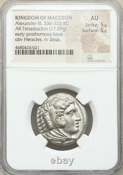 Macedonian Alexander III The Great 336-323 BC Tetradrachm Silver Coin NGC AU