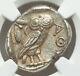 Near Perfect Ancient Athens Owl Tetradrachm Athena Greece Ngc Ch Au 5/5 4/5