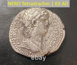 NERO Silver Tetradrachm 13.58g! 27MM Eagle Reverse Mint in Antioch, Syria